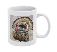 DWTJKMS Meleagris Gallopavo Tazza da caffè in ceramica bianca con manico in porcellana novità tazza con stampa motivo stampato tazza da tè carino tazza da latte divertente tazze da caffè per uomini