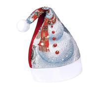 DWTJKMS Merry Christmas - Cappello da Babbo Natale con pupazzo di neve e uccellini, in pelliccia, classico, spesso, con paillettes, divertente berretto invernale