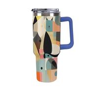 DWTJKMS Mid-Century Modern Art Cat Bicchiere in acciaio inox da 1,18 l, a prova di perdite, grande capacità, con manico, cannuccia a doppia parete, isolamento sottovuoto, riutilizzabile, mantiene