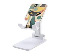 DWTJKMS Mid-Century - Supporto per telefono cellulare a forma di gatto, con doppia piegatura, regolabile in altezza, portatile, supporto per cellulare, da scrivania, adatto a tutti gli smartphone