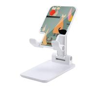 DWTJKMS Mid-Century - Supporto per telefono cellulare a forma di gatto, pieghevole, regolabile in altezza, portatile, per tutti gli smartphone, colore: bianco