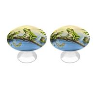 DWTJKMS Molte rane cantano sui rami Farfalle estive Lago Acqua Maniglie per armadio Manopole colorate Maniglie per cassetti Solide Maniglie per cassetti adatte per comò mobili da cucina Porte Armadio