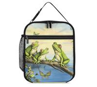 DWTJKMS Molte rane cantano sui rami Summer Butterflies Lake Borsa termica per il pranzo, a prova di perdite, per uomini e donne, con manico, riutilizzabile, isolata, per ufficio, lavoro, picnic