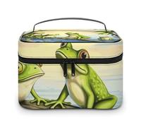 DWTJKMS Molte rane cantano sui rami Summer Butterflies Lake Water Makeup Bag, organizer per cosmetici, grande capacità portatile, beauty case da viaggio da donna, con manico e divisore