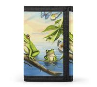 DWTJKMS Molte rane cantano sui rami Summer Butterflies Lake Water Wallet minimalista Mens Slim Trifold Portafogli Moda Moderna Portafoglio Antifurto Contiene Carte E Contanti