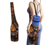 DWTJKMS Monarch Butterflies - Borsa per tappetino da yoga, in tela resistente, con tasca per bottiglia d'acqua e tasca inferiore bagnata, adatta alla maggior parte dei tappetini da yoga