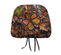 DWTJKMS Monarch Butterflies Coprisedili per auto, 2 pezzi, regolabili, riutilizzabili, accessori per sedili interni auto, carini vintage, protezione per poggiatesta, per la maggior parte delle auto