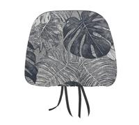 DWTJKMS Monstera - Copertura per poggiatesta auto, motivo foglie, regolabile, riutilizzabile, accessorio per interni auto, stile vintage, per la maggior parte delle auto