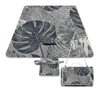 DWTJKMS Monstera - Tappetino da picnic con foglie, pieghevole, impermeabile, con borsa per la spesa, grande tappetino da picnic all'aperto, 147,3 x 147,3 cm, coperta da campeggio per spiaggia, parco