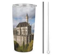 DWTJKMS Monumenti storici dell'Armenia Tazze per auto con cannuccia isolate in acciaio inossidabile Tumblers Tazze da caffè in metallo a tenuta stagna con coperchio Bottiglie d'acqua di grande