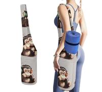 DWTJKMS Music Monkey - Borsa per tappetino da yoga, in tela resistente, con tasca per bottiglia d'acqua e tasca inferiore bagnata, adatta alla maggior parte dei tappetini da yoga