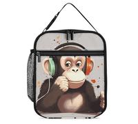 DWTJKMS Music Monkey, borsa termica per il pranzo, a prova di perdite, per uomini e donne, con manico, riutilizzabile, isolata, per ufficio, lavoro, picnic