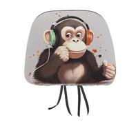 DWTJKMS Music Monkey - Copertura per poggiatesta auto, regolabile, riutilizzabile, accessorio per interni auto, stile vintage, per la maggior parte delle auto