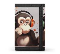 DWTJKMS Music Monkey Portafoglio minimalista da uomo sottile a tre ante portafogli alla moda moderno portafoglio antifurto per carte e contanti