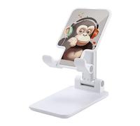 DWTJKMS Music Monkey - Supporto per telefono cellulare, pieghevole, regolabile in altezza, portatile, adatto a tutti gli smartphone, colore: bianco