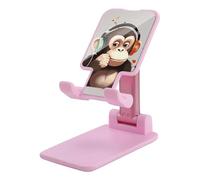 DWTJKMS Music Monkey - Supporto per telefono cellulare, pieghevole, regolabile in altezza, portatile, per tutti gli smartphone, colore: rosa