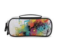 DWTJKMS Musica astratta a tema borsa di trucco in pelle portatile piccolo organizzatore cosmetico impermeabile borse da toilette pennelli matite e accessori da viaggio trucco