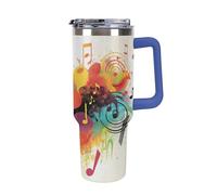 DWTJKMS Musica astratta a tema in acciaio inox Tumbler 40 oz a prova di perdite Grande Capacità Tazza Auto con Manico Paglia Doppia Parete Vuoto Isolato Tazza Riutilizzabile Mantiene Freddo O Caldo