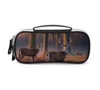 DWTJKMS Natura Animale Selvatico Cervi Sacchetto di Trucco In Pelle Portatile Piccolo Organizzatore Cosmetico Impermeabile Borse Da Toilette Pennelli Matite E Viaggio Make Up