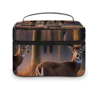 DWTJKMS Natura Animale Selvatico Deers Makeup Bag, Cosmetici Organizer Caso Grande Capacità Portatile Trucco Borse Da Viaggio Donne Borse Da Toilette Con Manico E Divisore