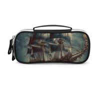 DWTJKMS Nautico Vintage Vela Pirata Nave Sacchetto di Trucco In Pelle Portatile Piccolo Organizzatore Cosmetico Impermeabile Toiletry Borse Pennelli Matite E Viaggio Trucco Accessori