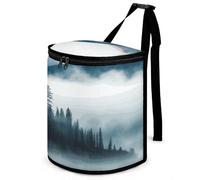 DWTJKMS Nebbioso Montagne Paesaggio Auto Cestino con Coperchio Grande Capacità Appeso Pattumiera Auto A Prova di Perdita Impermeabile Cestino Della Trash Bin Auto Must Haves Accessori Interni