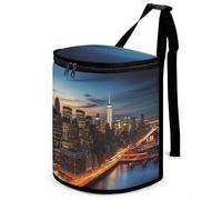 DWTJKMS New York City Scenery Car Trash Can con coperchio Grande capacità Appeso Auto Trash Bin a prova di perdite Impermeabile Pattumiera Auto Must Haves Accessori interni
