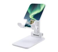 DWTJKMS Northern Lights Polar Bear - Supporto per telefono cellulare, pieghevole, regolabile in altezza, portatile, per tutti gli smartphone, colore: bianco