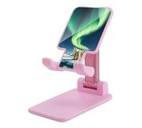 DWTJKMS Northern Lights Polar Bear - Supporto per telefono cellulare, pieghevole, regolabile in altezza, portatile, per tutti gli smartphone, colore: rosa