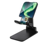 DWTJKMS Northern Lights Polar Bear - Supporto per telefono cellulare, pieghevole, regolabile in altezza, portatile, per tutti gli smartphone, colore: nero