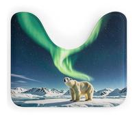 DWTJKMS Northern Lights Polar Bear - Tappetino da bagno a forma di U, ad asciugatura rapida, assorbente, resistente alle macchie, antiscivolo, per base WC ovale