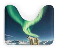 DWTJKMS Northern Lights - Tappeto da bagno con orso polare ad asciugatura rapida, assorbente, a forma di U, antiscivolo, per pavimento del bagno (50,8 x 40,6 cm)