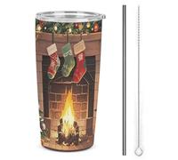 DWTJKMS Observance of Christmas Car Cups with Straw Insulated Stainless Steel Tumblers Leakproof Metal Coffee Mugs with Lid Large Capacity Water Bottles Gift for Women Men