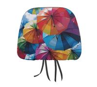 DWTJKMS Ombrello colorato per poggiatesta auto, 2 pezzi, regolabile, riutilizzabile, accessorio per interni auto, carino vintage, protezione per poggiatesta auto, per la maggior parte delle auto