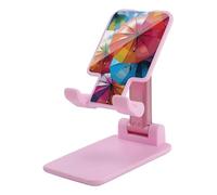 DWTJKMS Ombrello colorato Supporto per telefono cellulare doppio pieghevole, regolabile in altezza Supporto per telefono cellulare portatile Supporto da tavolo per tutti gli smartphone, stile rosa