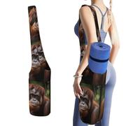 DWTJKMS Orangutan - Borsa per tappetino da yoga, in tela resistente, con tasca per bottiglia d'acqua e tasca inferiore bagnata, adatta alla maggior parte dei tappetini da yoga