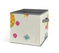 DWTJKMS Organizer a forma di cubo con fenicottero e ananas, pieghevoli, in tessuto spesso, per coperte, vestiti, adatto per casa, ufficio, guardaroba, abbigliamento e giocattoli