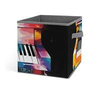 DWTJKMS Organizer colorato per tastiera di pianoforte, note musicali, cubi, pieghevoli, in tessuto spesso, per coperte, vestiti, adatto per casa, ufficio, guardaroba, abbigliamento e giocattoli