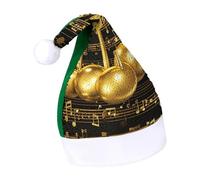 DWTJKMS Oro Nota musicale con stella caduta lucida cappello di Babbo Natale classico pelliccia cappello di Natale addensare cappello di Natale con paillettes divertente vacanza inverno cappello