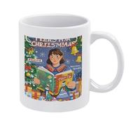 DWTJKMS Orologio Natale tazze da caffè tazza in ceramica bianca con manico in porcellana novità tazza stampa modello tazza da tè carino tazza da latte divertente tazze da caffè per uomini donne