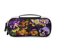 DWTJKMS Pansy Perfection Borsa per il trucco in pelle Portatile Piccolo Organizzatore Cosmetico Impermeabile Borse da toeletta Pennelli Matite E Viaggio Trucco Accessori