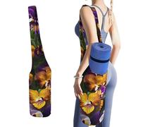 DWTJKMS Pansy Perfection - Borsa per tappetino da yoga, in tela resistente, con tasca per bottiglia d'acqua e tasca inferiore bagnata, adatta alla maggior parte dei tappetini da yoga