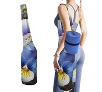 DWTJKMS Pansy Perfection - Borsa per tappetino da yoga, in tela resistente, con tasca per bottiglia d'acqua e tasca inferiore bagnata, adatta alla maggior parte dei tappetini da yoga
