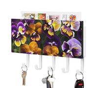 DWTJKMS Pansy Perfection Portachiavi da parete, stile fattoria, montaggio a parete con 5 ganci, nuovo tipo decorativo da appendere portachiavi per ingresso o atrio 18 cm di larghezza x 4,3 cm di