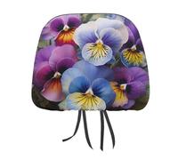 DWTJKMS Pansy Perfection - Set di 2 copri poggiatesta per auto, regolabili, riutilizzabili, accessori per interni auto, stile vintage, adatti per la maggior parte delle auto