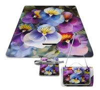 DWTJKMS Pansy Perfection - Tappetino da picnic pieghevole, impermeabile, con borsa per picnic, 147,3 x 147,3 cm, coperta da campeggio per spiaggia, parco, viaggi