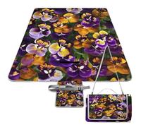 DWTJKMS Pansy Perfection - Tappetino da picnic pieghevole, impermeabile, con borsa per picnic, 147,3 x 147,3 cm, coperta da campeggio per spiaggia, parco, viaggi