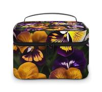 DWTJKMS Pansy Perfection - Trousse per trucchi, organizer per cosmetici, grande capacità, portatile, da donna, con manico e divisore