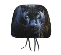 DWTJKMS Panther - Coprisedile per poggiatesta auto, regolabile, riutilizzabile, per interni auto, motivo pantera con occhi azzurri, 1 pezzo, protezione per sedili interni, stile vintage, per la