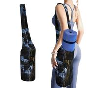 DWTJKMS Panther With Blue Eyes - Borsa per tappetino da yoga, in tela resistente, con tasca per bottiglia d'acqua e tasca inferiore bagnata, adatta alla maggior parte dei tappetini da yoga
